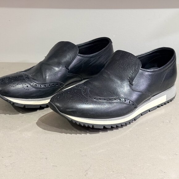 PRADA Leather Slip-on Brogue Sneakers Dress Shoes Black - US 6
